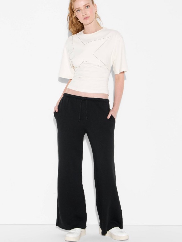 Wild Fable Xs Black Mid Rise Wide Leg Cotton Blend Sweatpants